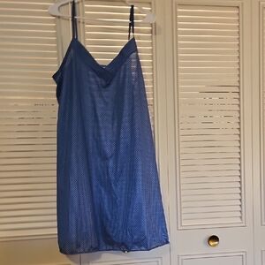 Vanity Fair Polka Dot Blue And White Lingerie Nightgown Size Large
